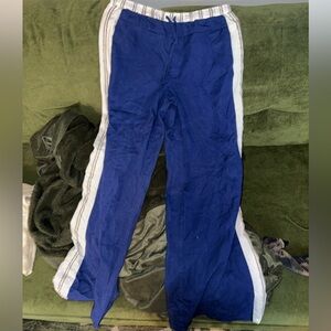 Blue Track Pants with White Stripes